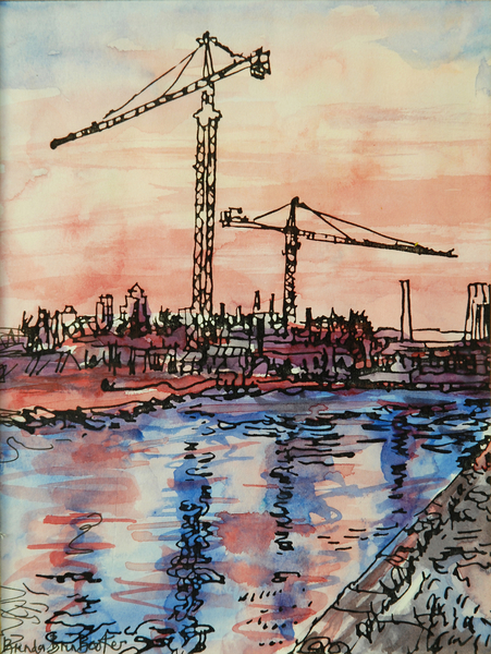 Canal Evening with Cranes von Brenda Brin  Booker