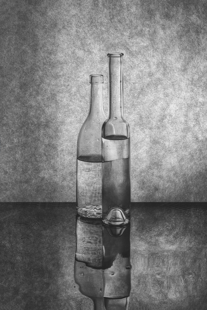 Black and white still life with glass utensils von Brig Barkow