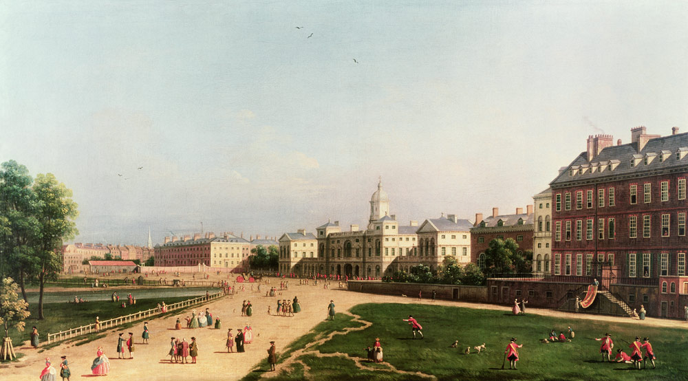 New Horse Guards from St. James's Park von Giovanni Antonio Canal (Canaletto)