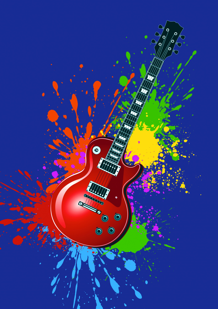 Electric Guitar Pop Art Colours (h) von Carlo Kaminski