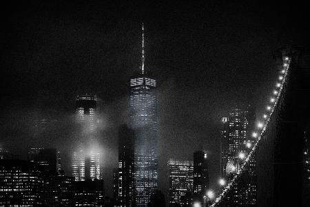 Night cityscape from the Brooklyn Bridge