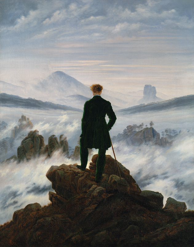 Der Wanderer über dem Nebelmeer von Caspar David Friedrich