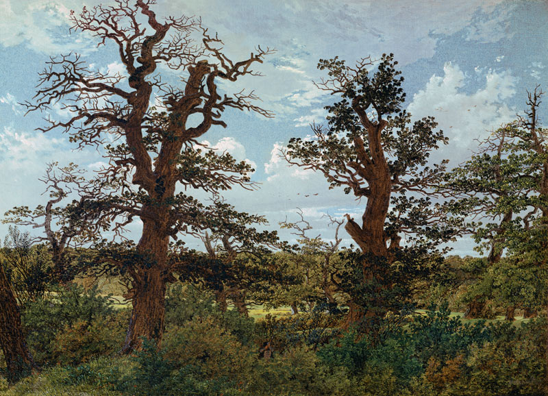 Landscape with Oaks and Hunter von Caspar David Friedrich