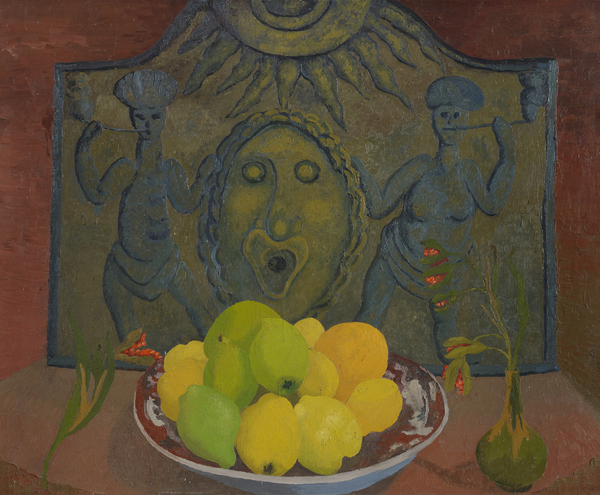 Still life before Sussex fireback von Cedric Morris