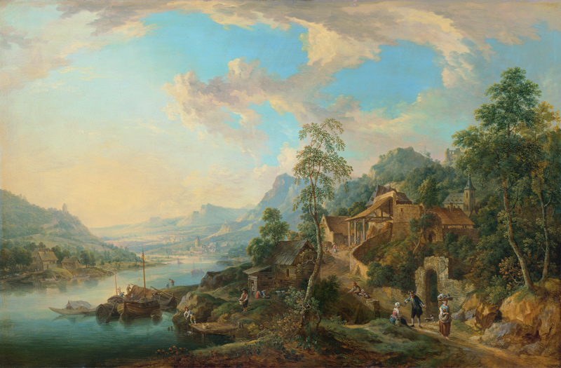 Flusslandschaft im Morgenlicht von Christian Georg Schütz d. Ä.