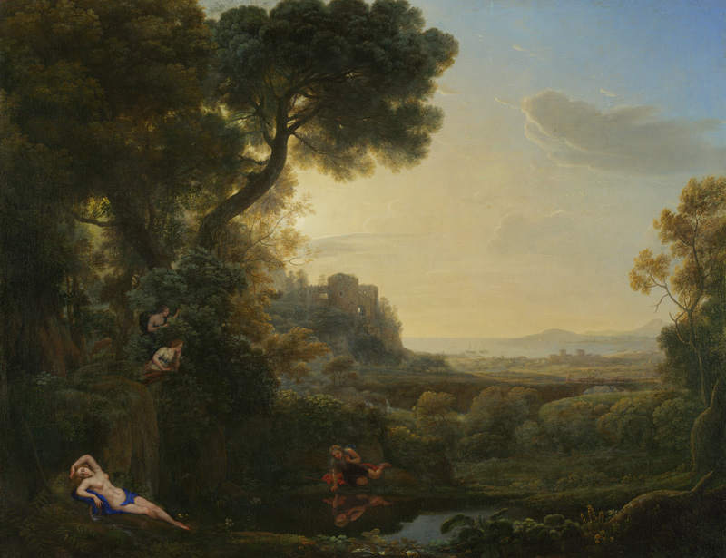 Landschaft mit Narcissus und Echo von Claude Lorrain