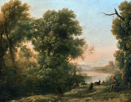 River landscape with Goatherd Piping