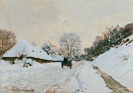 Wagen auf verschneiter Strasse in Honfleur