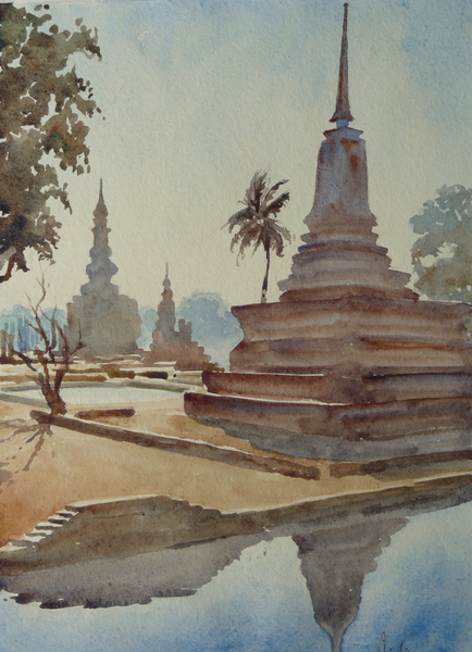 870 Sunrise, Wat Mahartat, Sukhotai von Clive Wilson