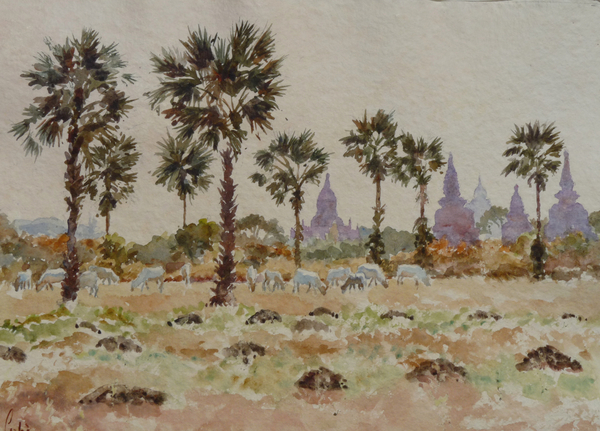 935 Blue cows and palmettos von Clive Wilson