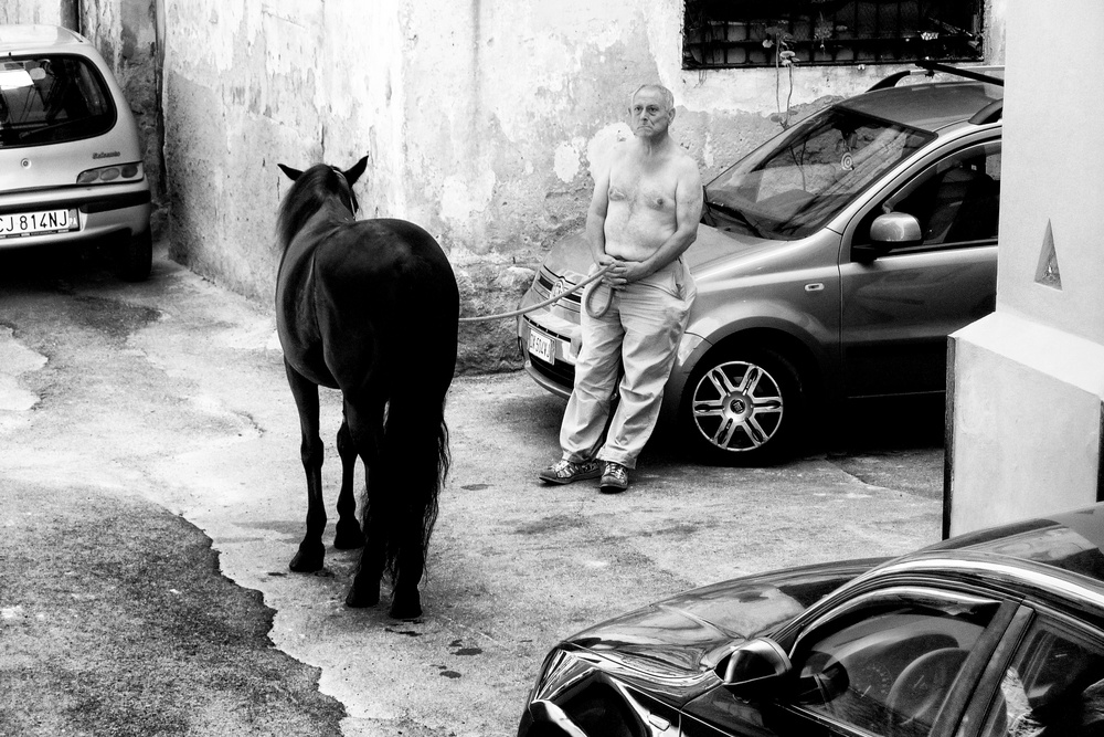 Man with Horse in Palermo Sicily von Constantine Matsos