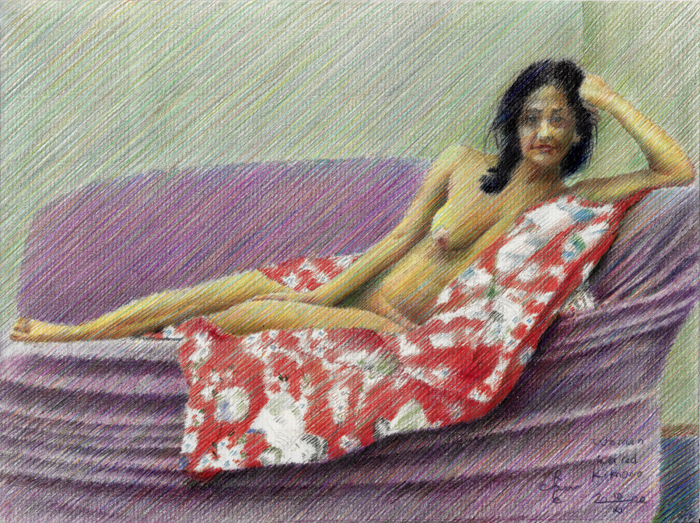 Woman in a Red Kimono - 10-11-22 von Corné Akkers