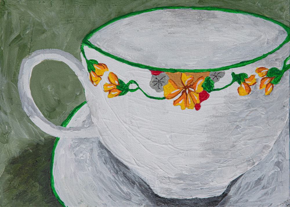 Teacup With Flowers von Dale Hefer