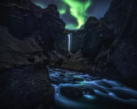 Kvernufoss at Night