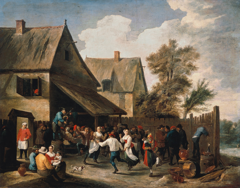 Kirmes-Tanz vor dem Wirtshaus von David Teniers