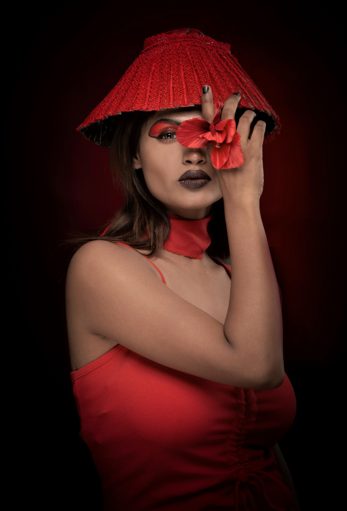 RED HAT LADY von DEBASISH CHATTOPADHYAY