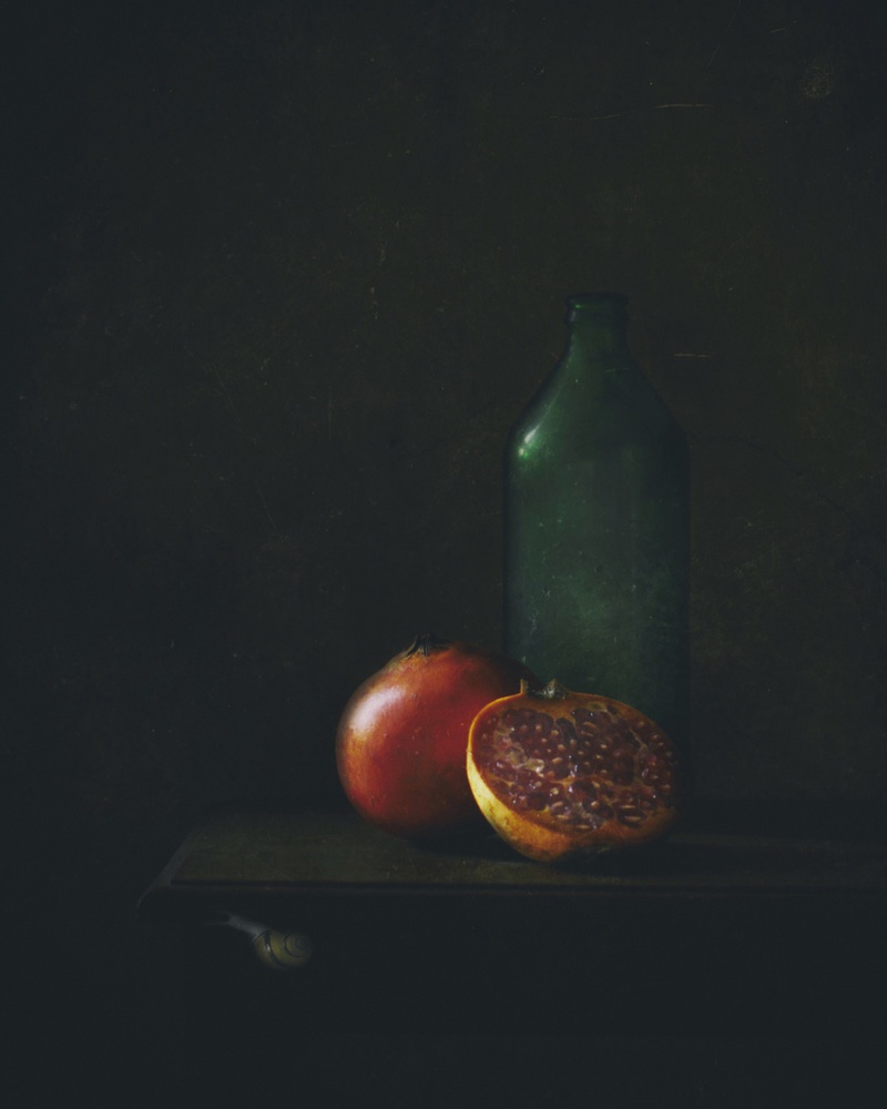 Pomegranate and Green Bottle von Delphine Devos