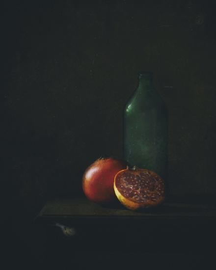 Pomegranate and Green Bottle