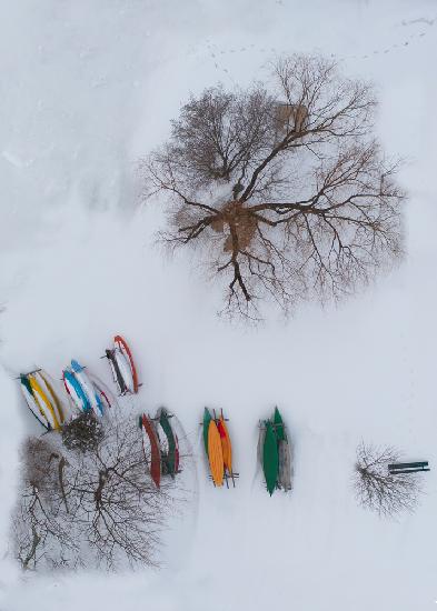 Beach after snow storm