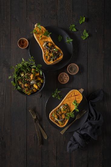 Roasted butternut and lentil salad