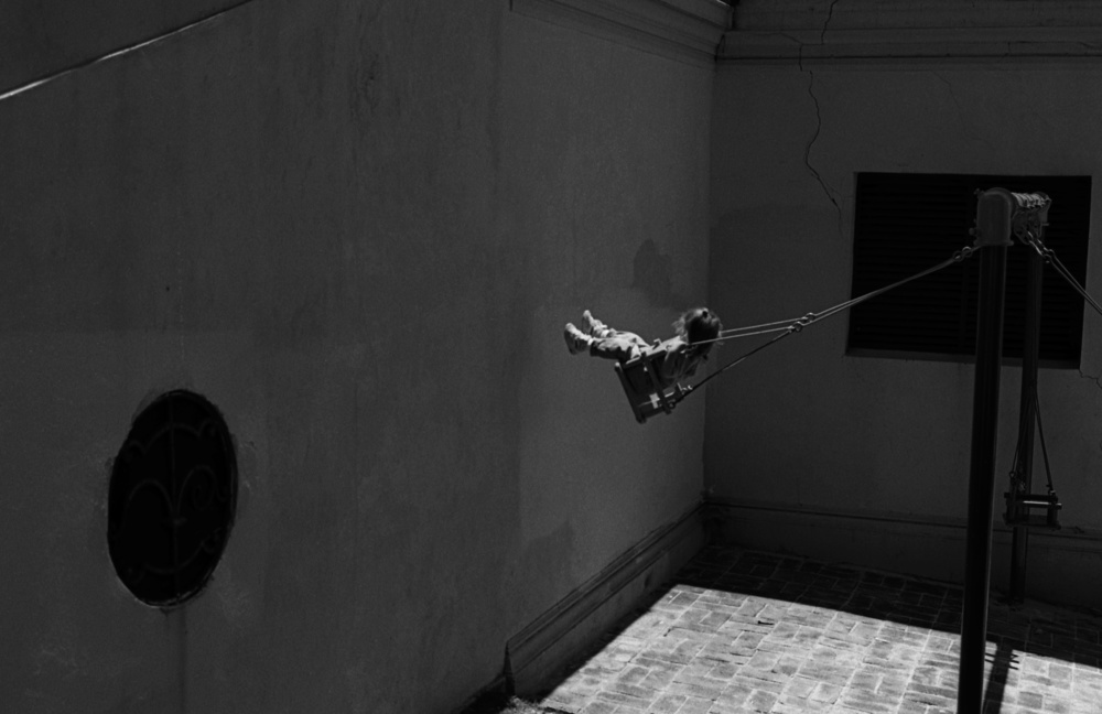 Swing against the wall (from the series &quot;Childhoods&quot;) von Dieter Matthes