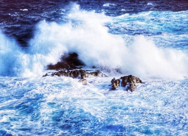 Felsen im Meer bei Sturm von Doris Beckmann