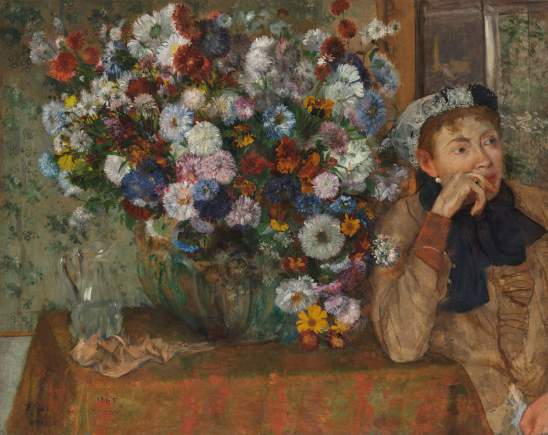 Frau mit Chrysanthemen von Edgar Degas