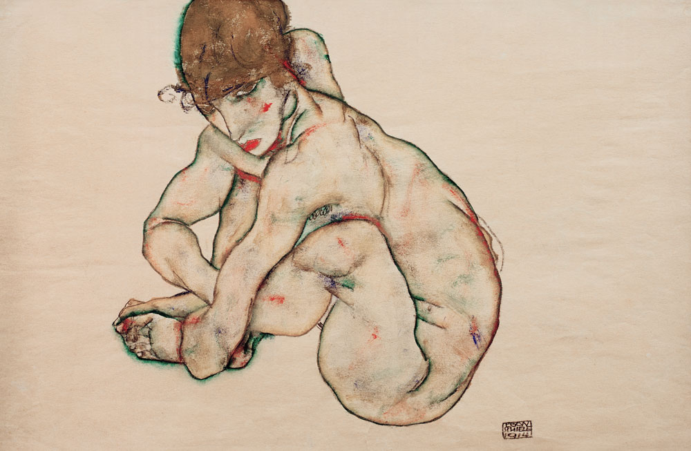 Kauernder Mädchenakt von Egon Schiele