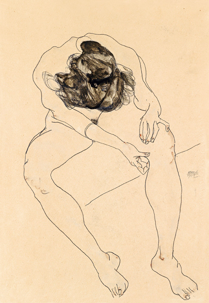 Sitzender weiblicher Akt von Egon Schiele