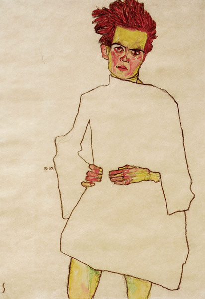 Selbstbildnis mit Hemd von Egon Schiele