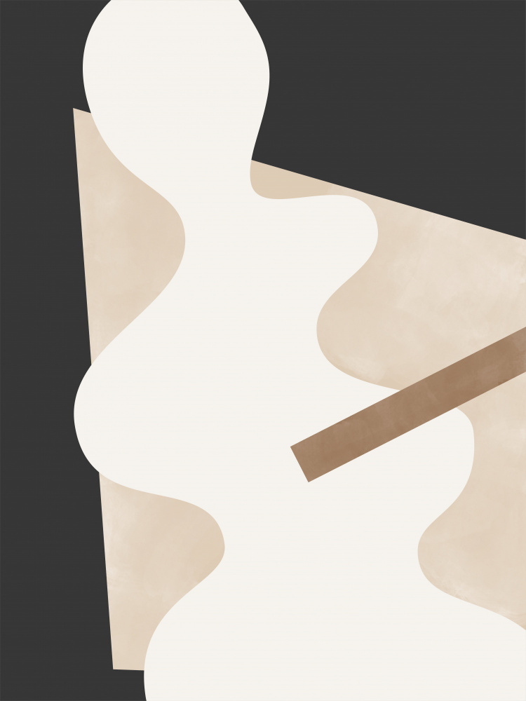 Beige Graphic Curves Art von Elena Ristova