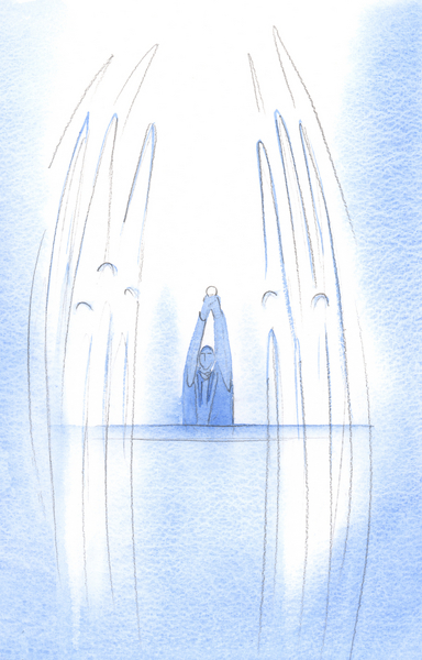 Angels surround Christ as He appears, hidden in the Host, amongst us  each act of faith we offer dra von Elizabeth  Wang