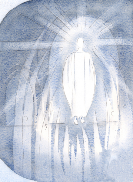 Christ stood before the tabernacle, surrounded by adoring angels von Elizabeth  Wang