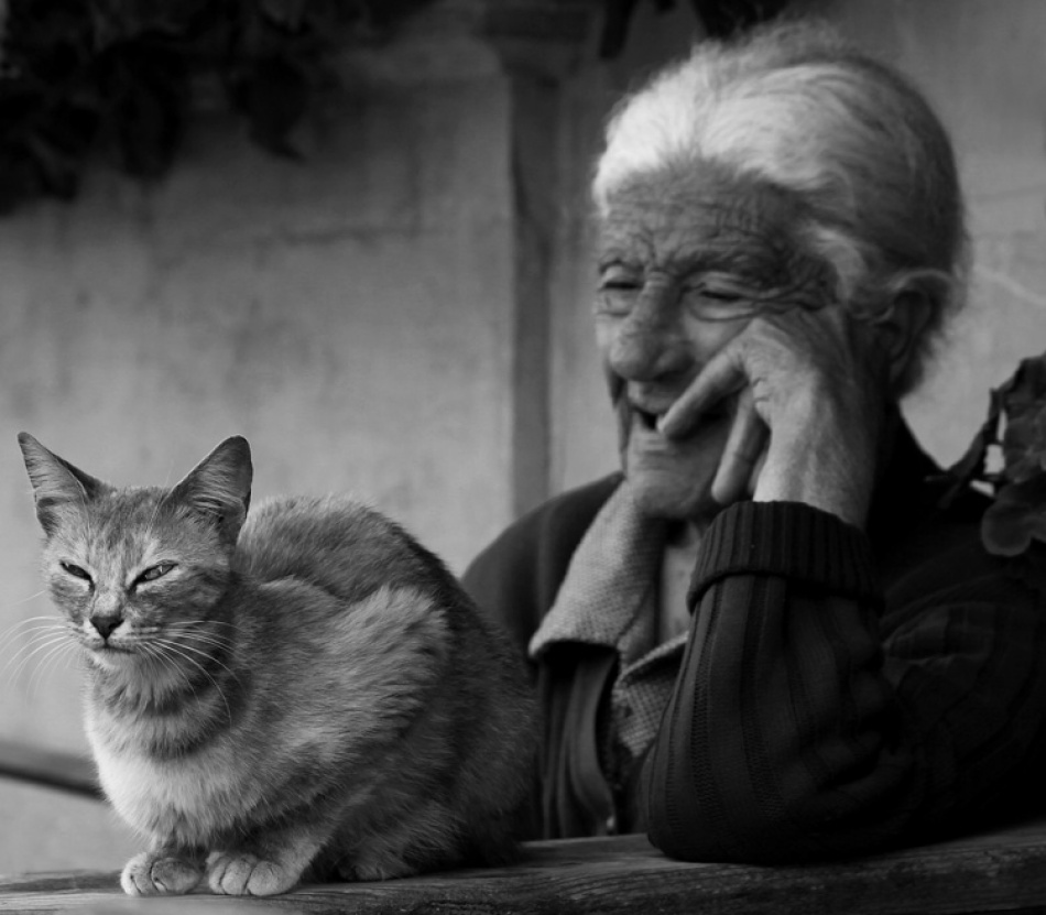 Old woman with cat in Goz von Ellen Van Deelen