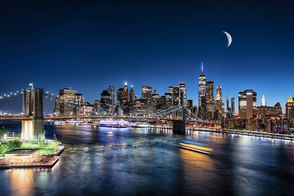 Moonrise in New york von Emmanuel Charlat