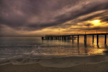 old pier and beautiful sunset