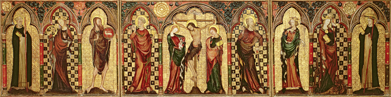 Retable depicting the Crucifixion with Eight Saints, c.1300  (also see 1713) von English School