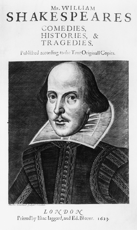 Titlepage of ''Mr. William Shakespeares Comedies, Histories and Tradgedies''; engraved by Martin Dro von English School