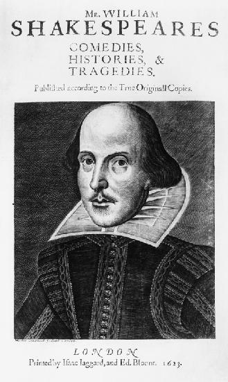 Titlepage of ''Mr. William Shakespeares Comedies, Histories and Tradgedies''; engraved by Martin Dro