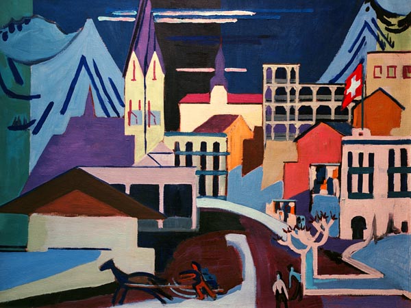 Davos - Platz am Bahnhof von Ernst Ludwig Kirchner