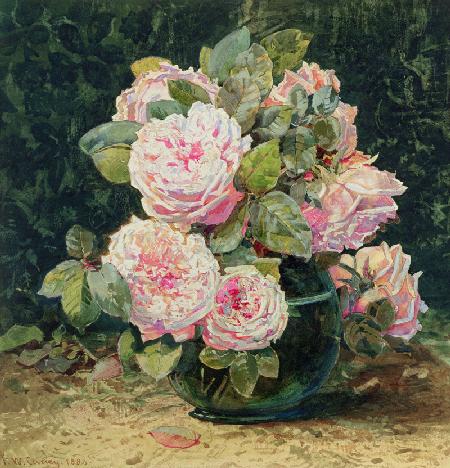 Roses in a Green Bowl