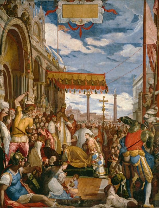 Frederick Barbarossa (c.1123-90) Pays Public Homage to Pope Alexander III (1105-81) von Federico Zuccari