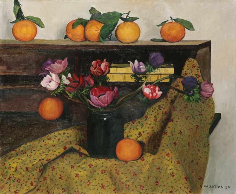 Stillleben mit Anemonen und Orangen von Felix Vallotton