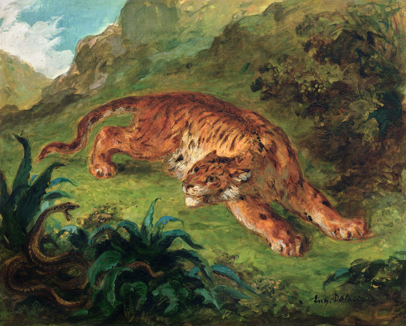 Tiger and Snake von Ferdinand Victor Eugène Delacroix