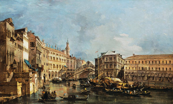 Blick auf Rialto und den Palazzo dei Camerlenghi von Francesco Guardi