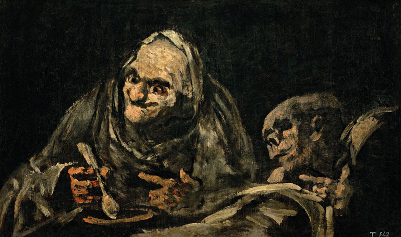 Two Old Men Eating, one of the 'Black Paintings' von Francisco José de Goya