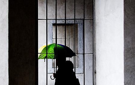 yellow, green and blue umbrella