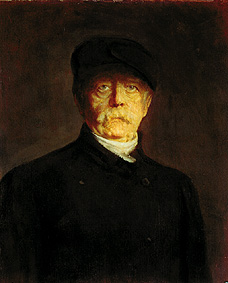 Fürst Otto v. Bismarck. Hüftstück,stehend von halblinks, mit Feldmütze (Detail) von Franz von Lenbach