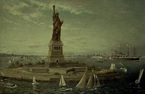 Liberty Island und Freiheitsstatue, New York. von Fred Pansing