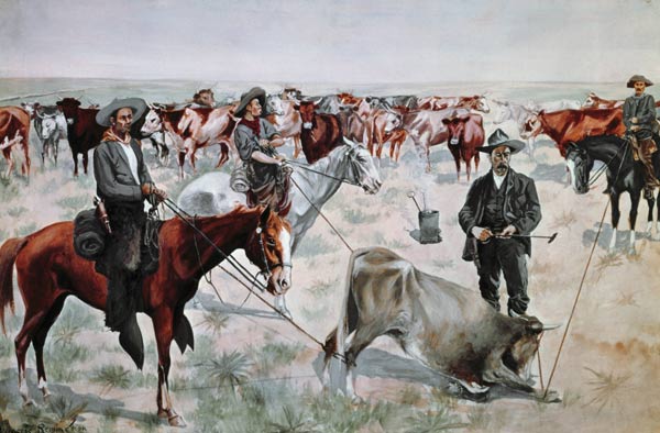 Branding a Steer von Frederic Remington